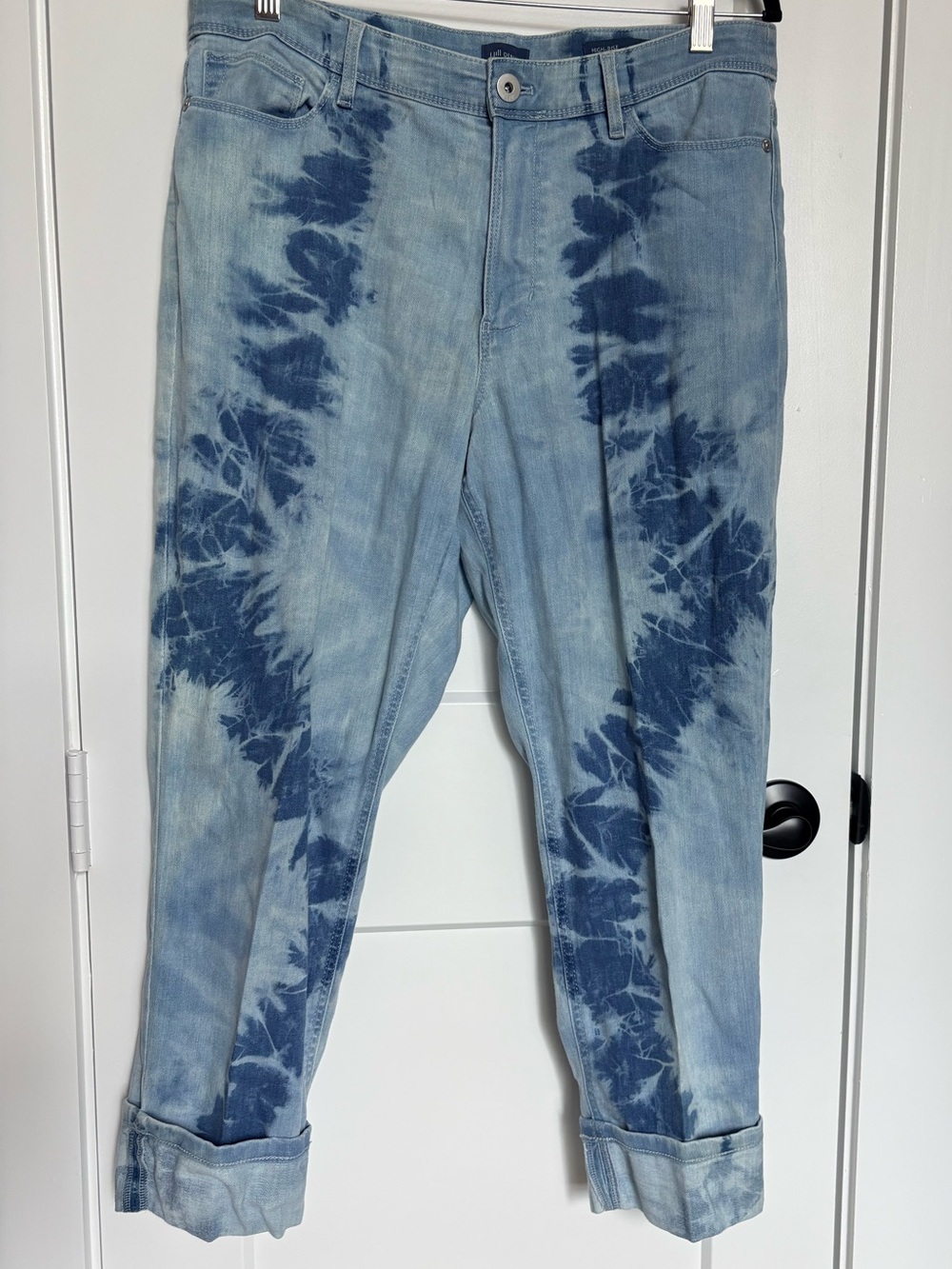J. Jill Light Blue and Dark Blue Tie-Dye Relaxed Crop Jeans 12